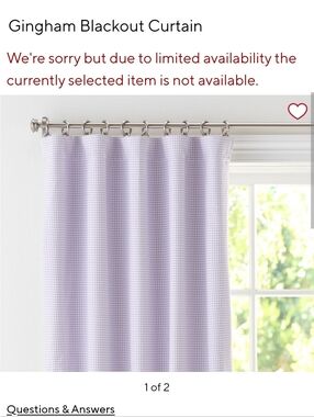 Pottery Barn Kids Gingham Plaid Lavender Blackout Curtains 2 Panels‎ 43x61